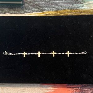 JAI Sterling Silver Cross Bracelet
